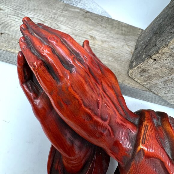 Vintage Western Germany Praying Hands Wall Hanging - 8" - Picture 4 of 8